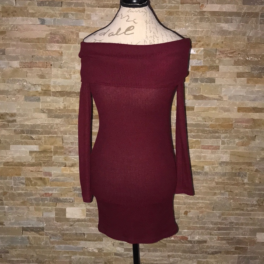 off the shoulder Sweater Dress Long Sleeve Size S